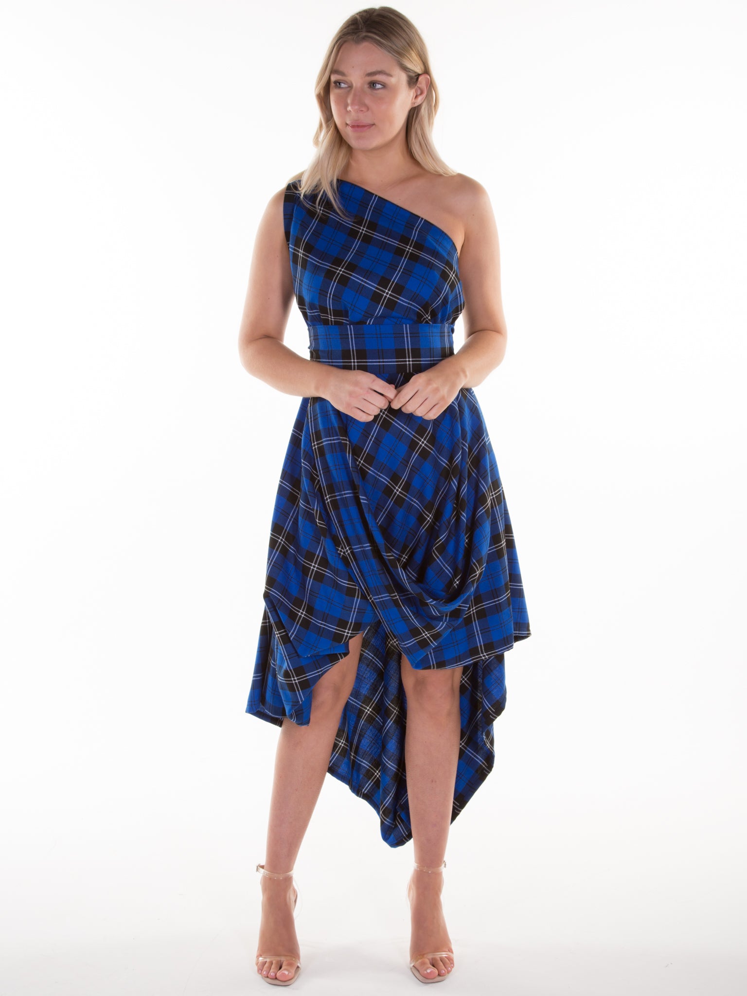 Blue tartan outlet dress