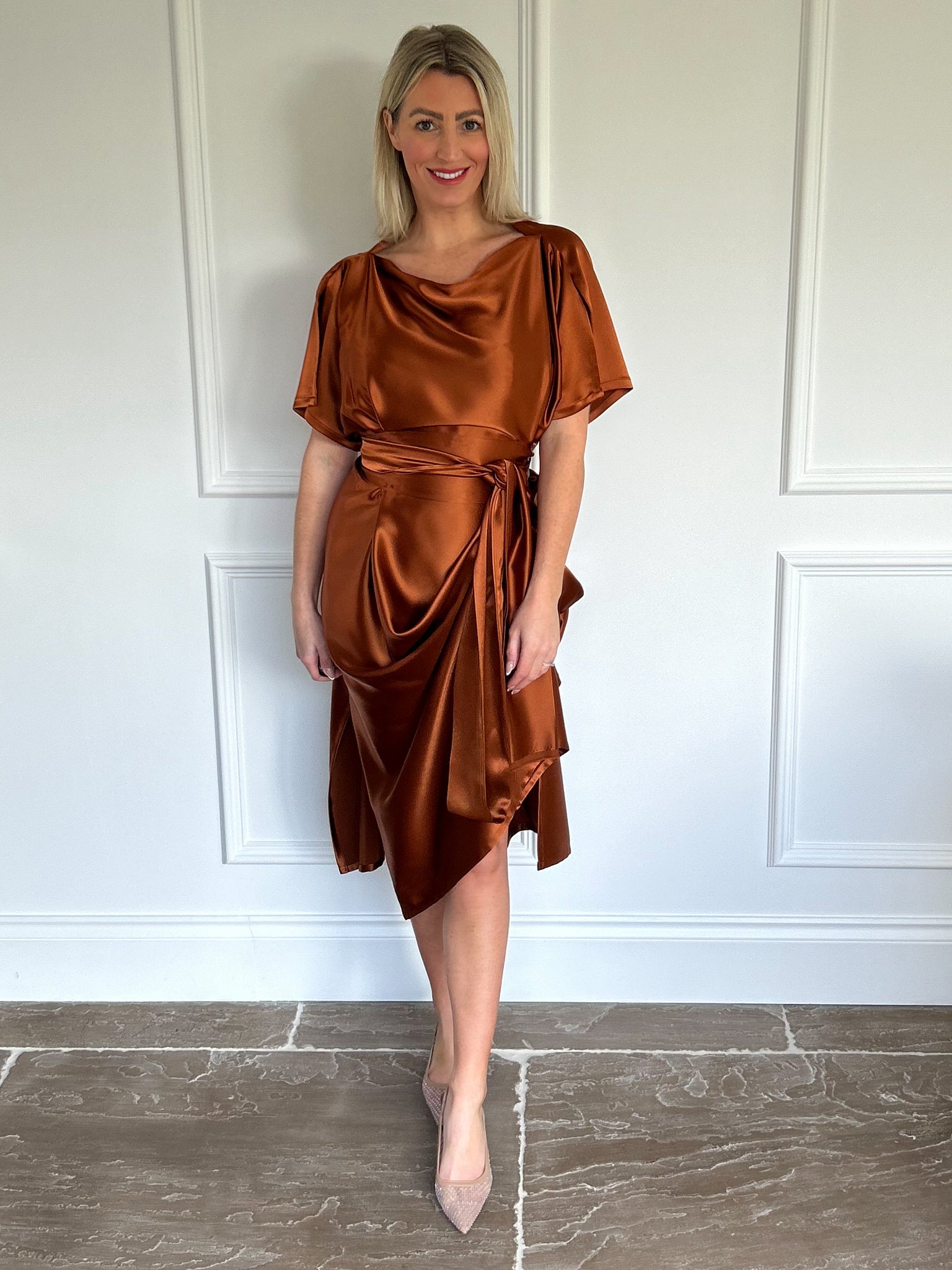 Rust Satin Riva Dress