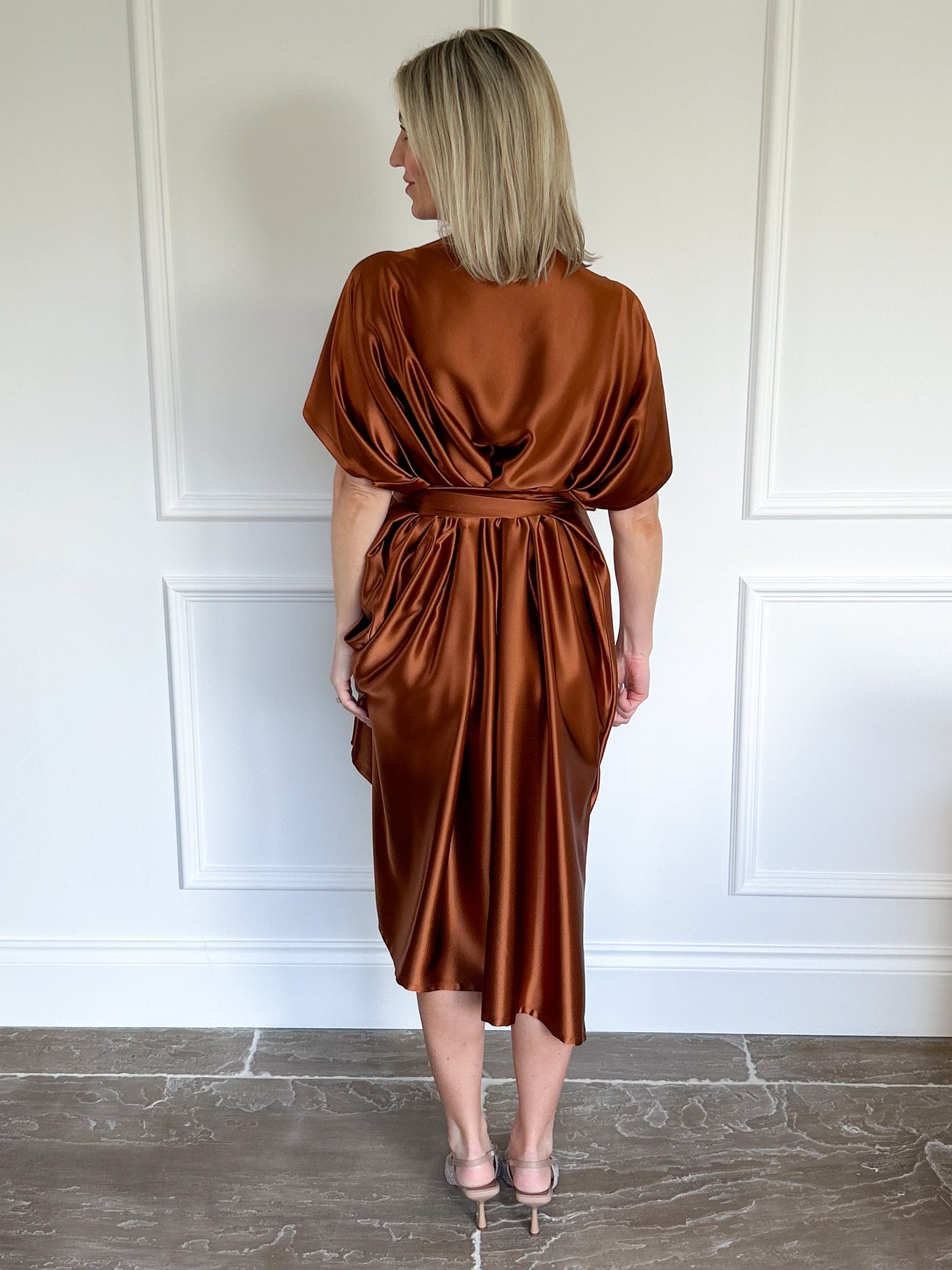 Rust Satin Riva Dress