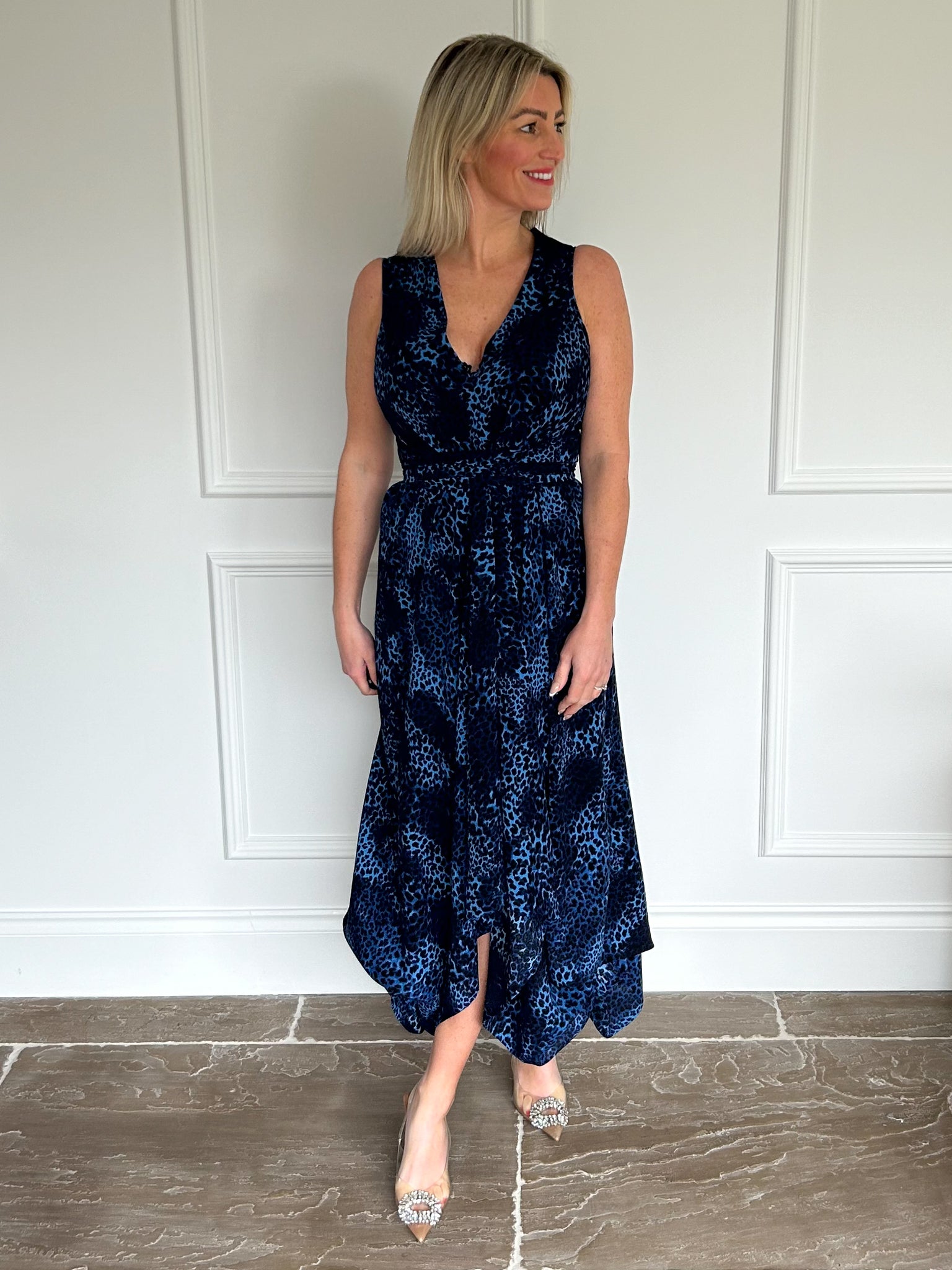 Blue Cheetah Print Darcy Dress