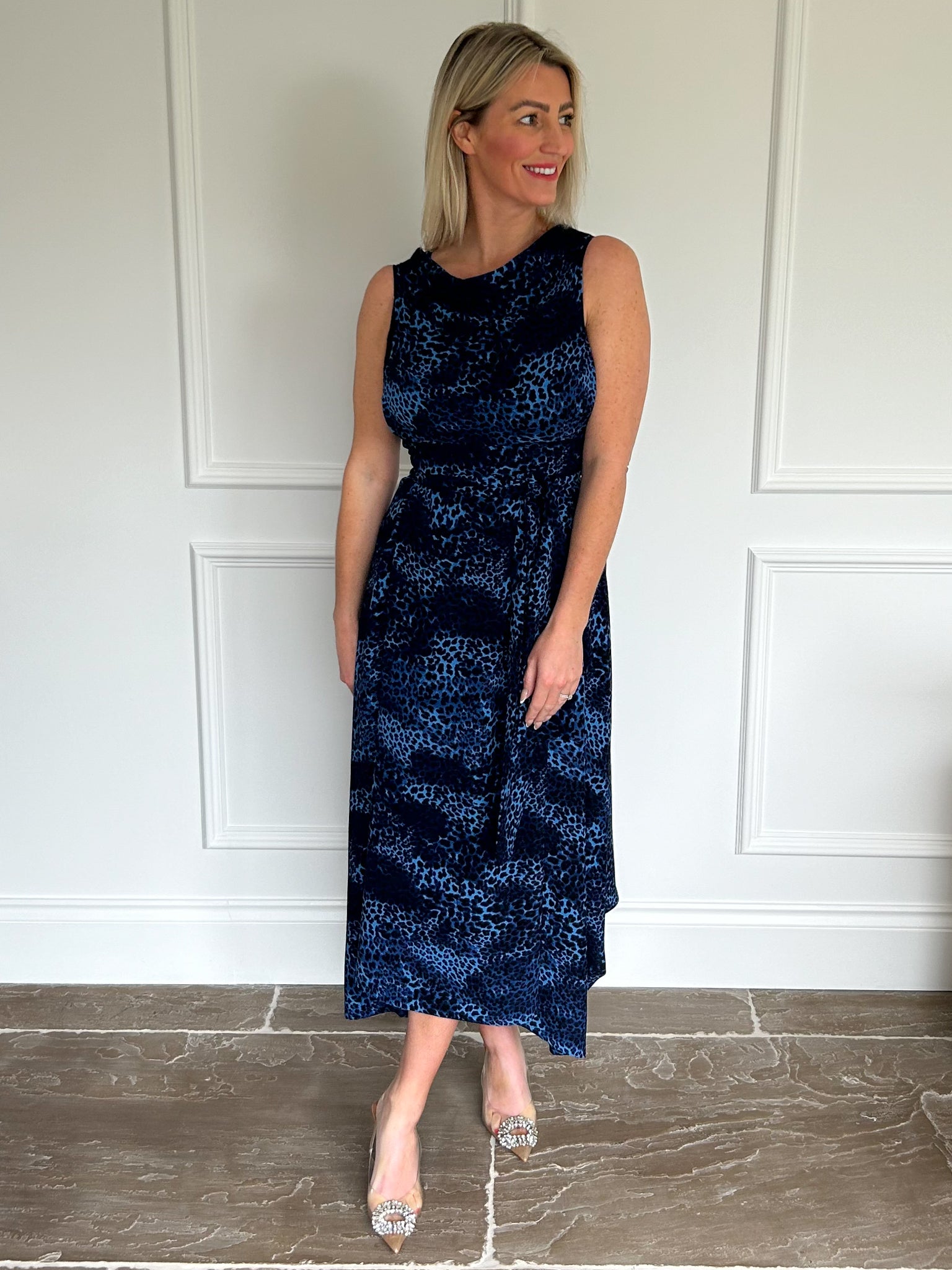 Blue Cheetah Print Darcy Dress