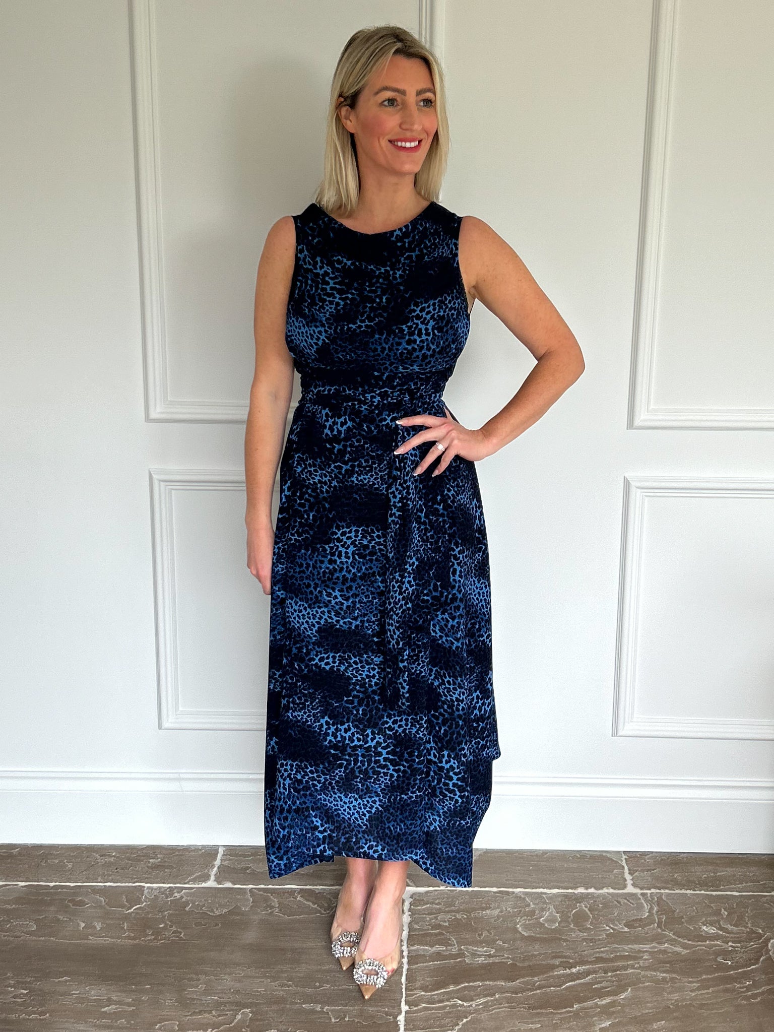 Blue Cheetah Print Darcy Dress