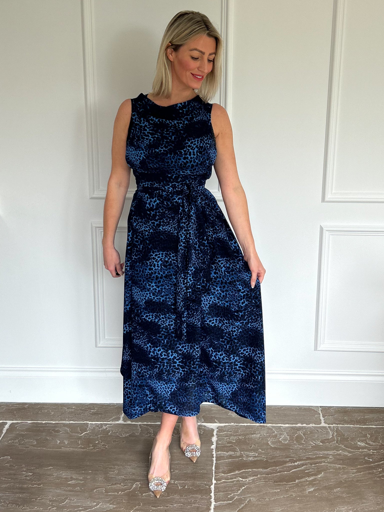 Blue Cheetah Print Darcy Dress