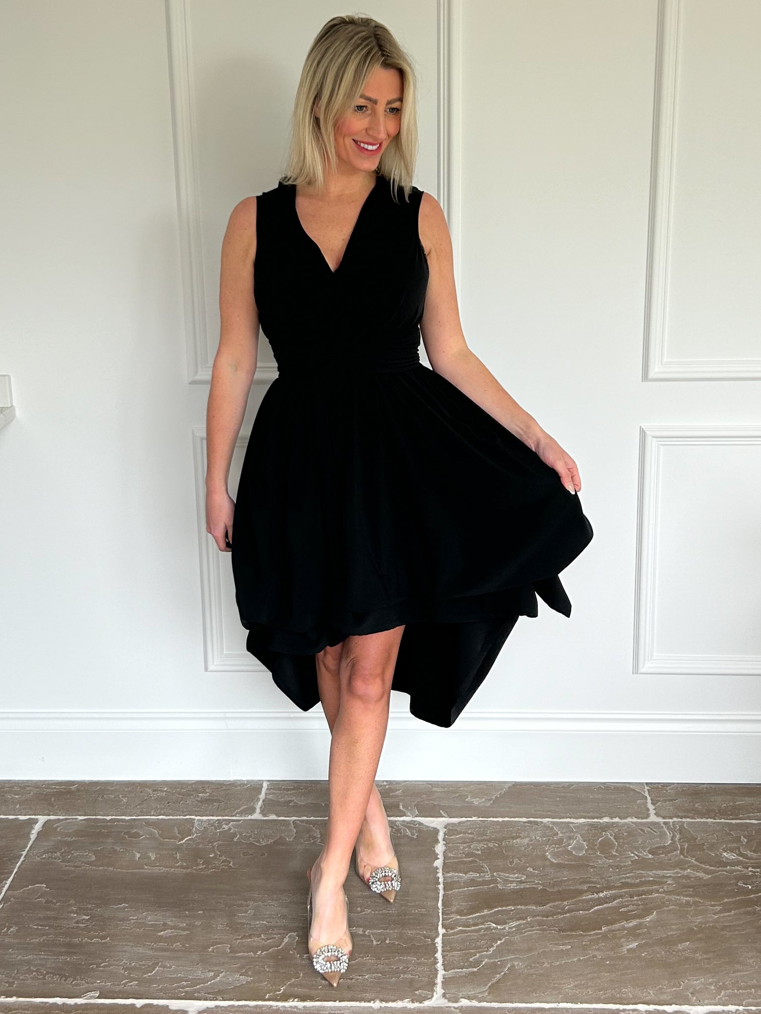 Black Stretch Cotton Harlow Dress