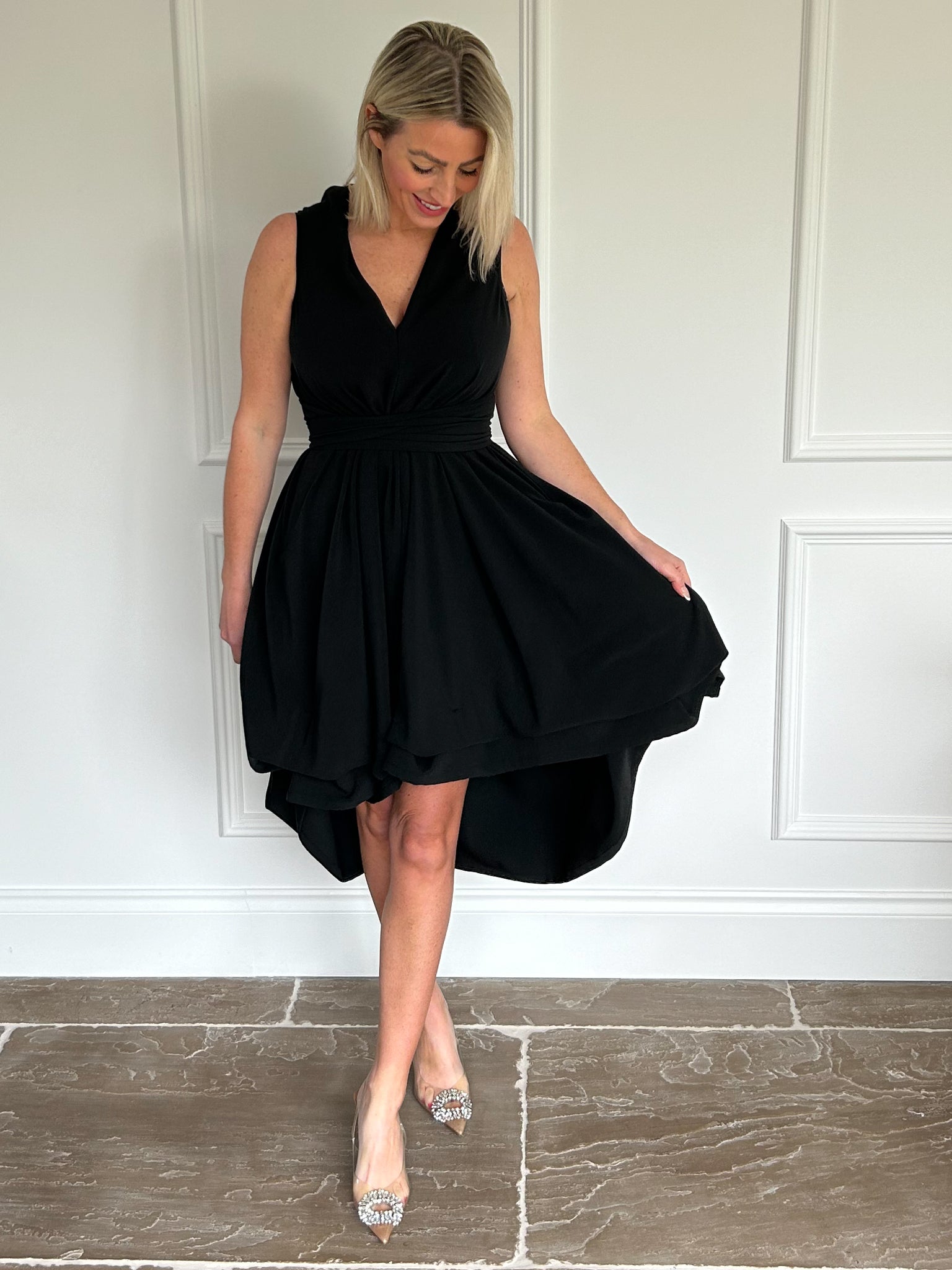 Black Stretch Cotton Harlow Dress